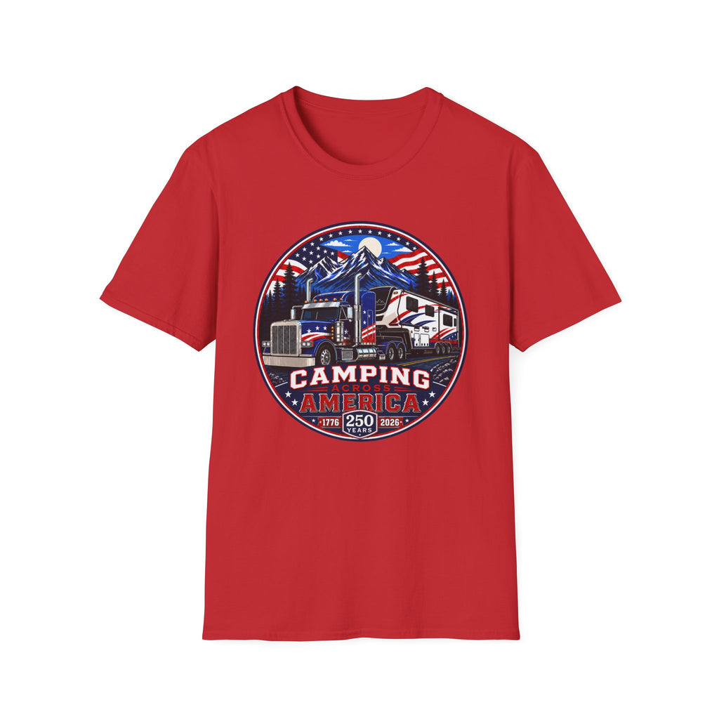Camping Across America T‑Shirt — Patriotic RV & Semi Truck Graphic T-Shirt