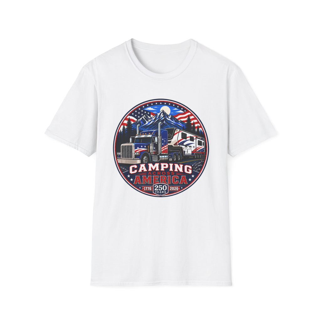 Camping Across America T‑Shirt — Patriotic RV & Semi Truck Graphic T-Shirt