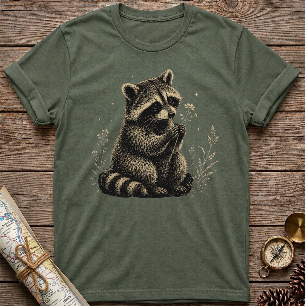 Raccoon Hold a Flower T-Shirt