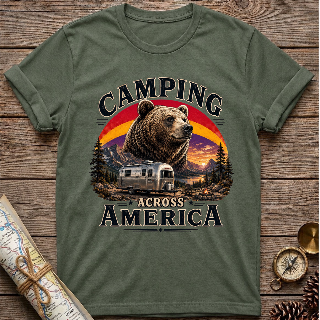 Camping Across America With A Bear T-Shirt