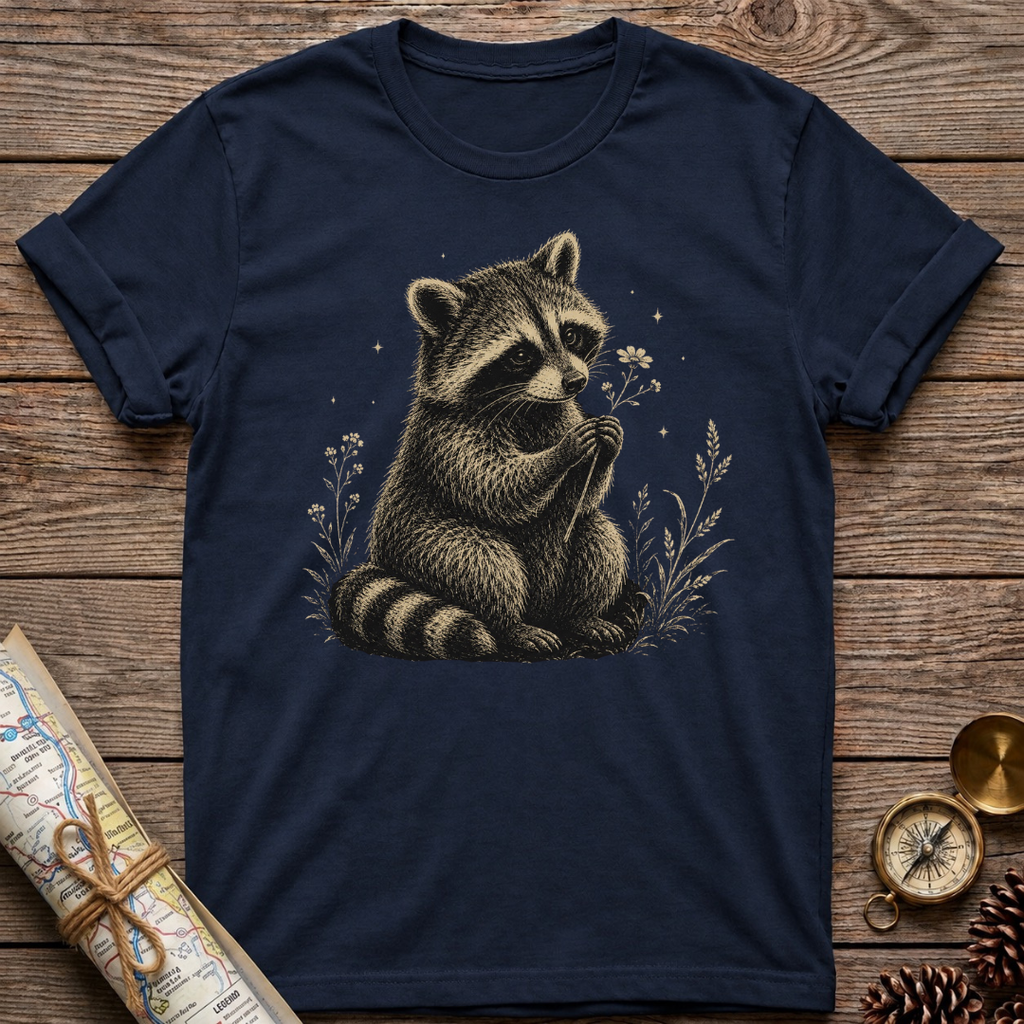 Raccoon Hold a Flower T-Shirt