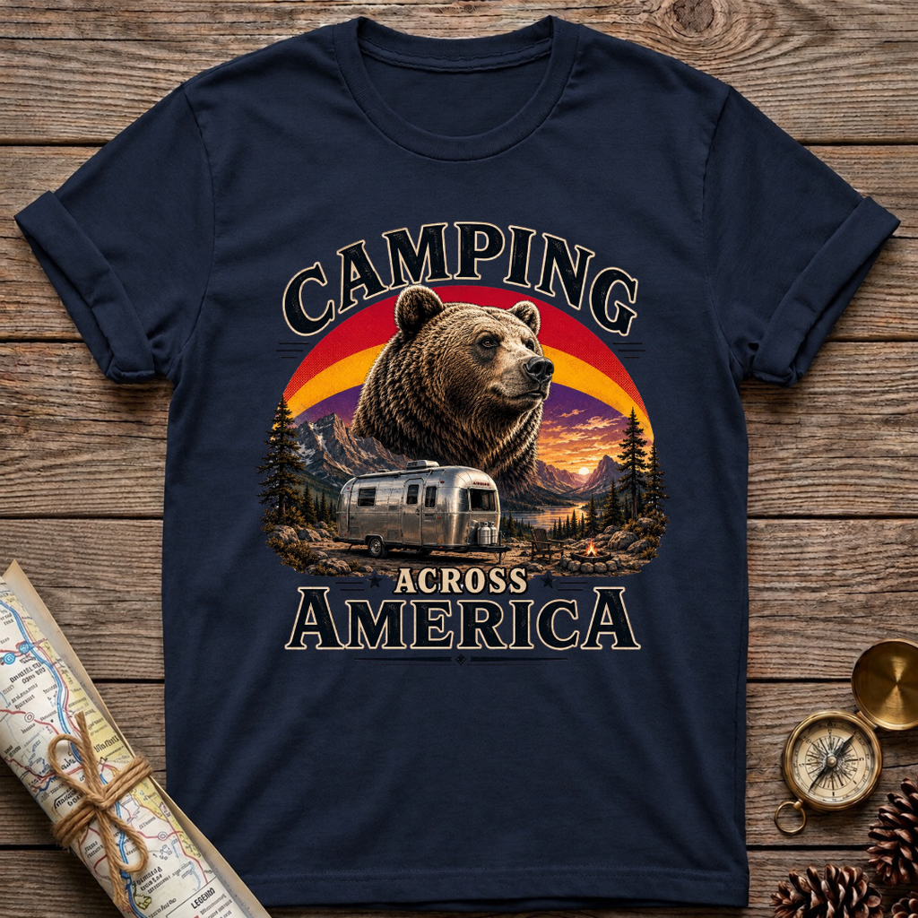 Camping Across America With A Bear T-Shirt
