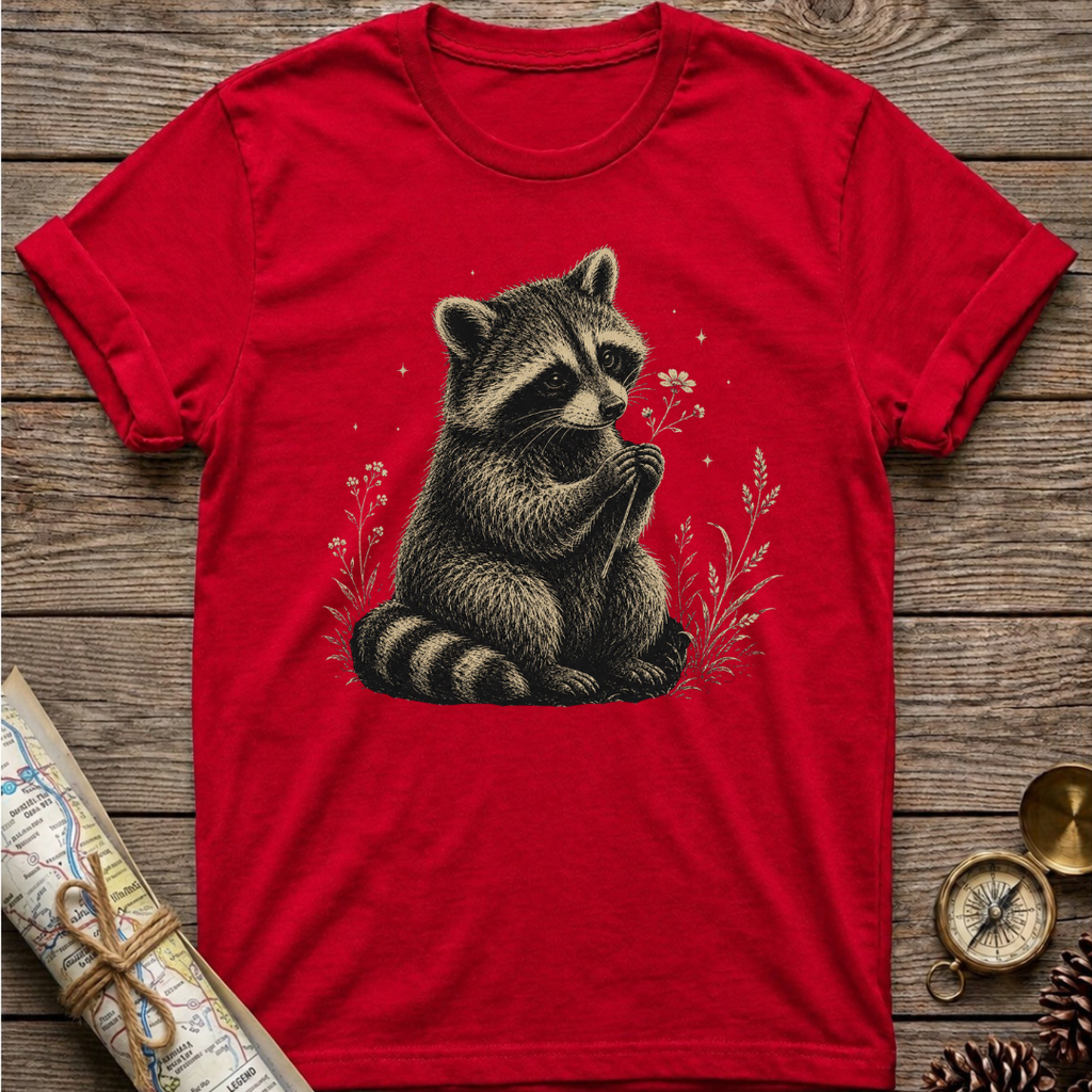 Raccoon Hold a Flower T-Shirt
