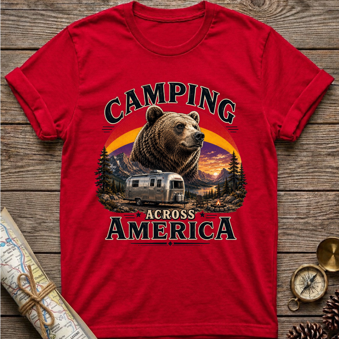 Camping Across America With A Bear T-Shirt