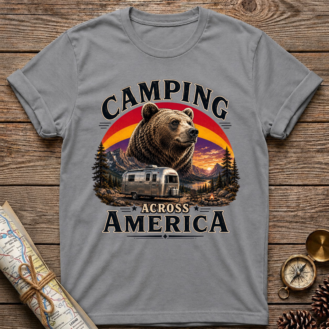 Camping Across America With A Bear T-Shirt