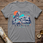 Camping Across America  With A Wolf T-Shirt