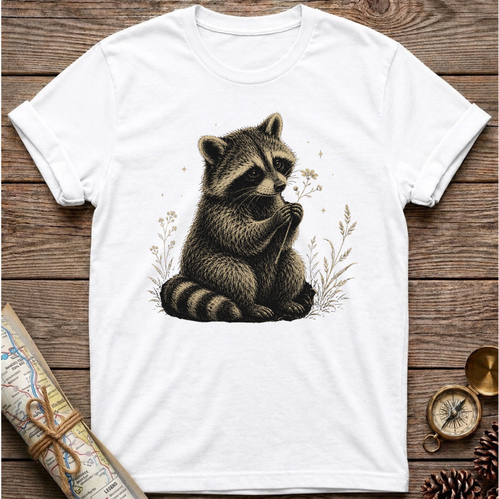 Raccoon Hold a Flower T-Shirt