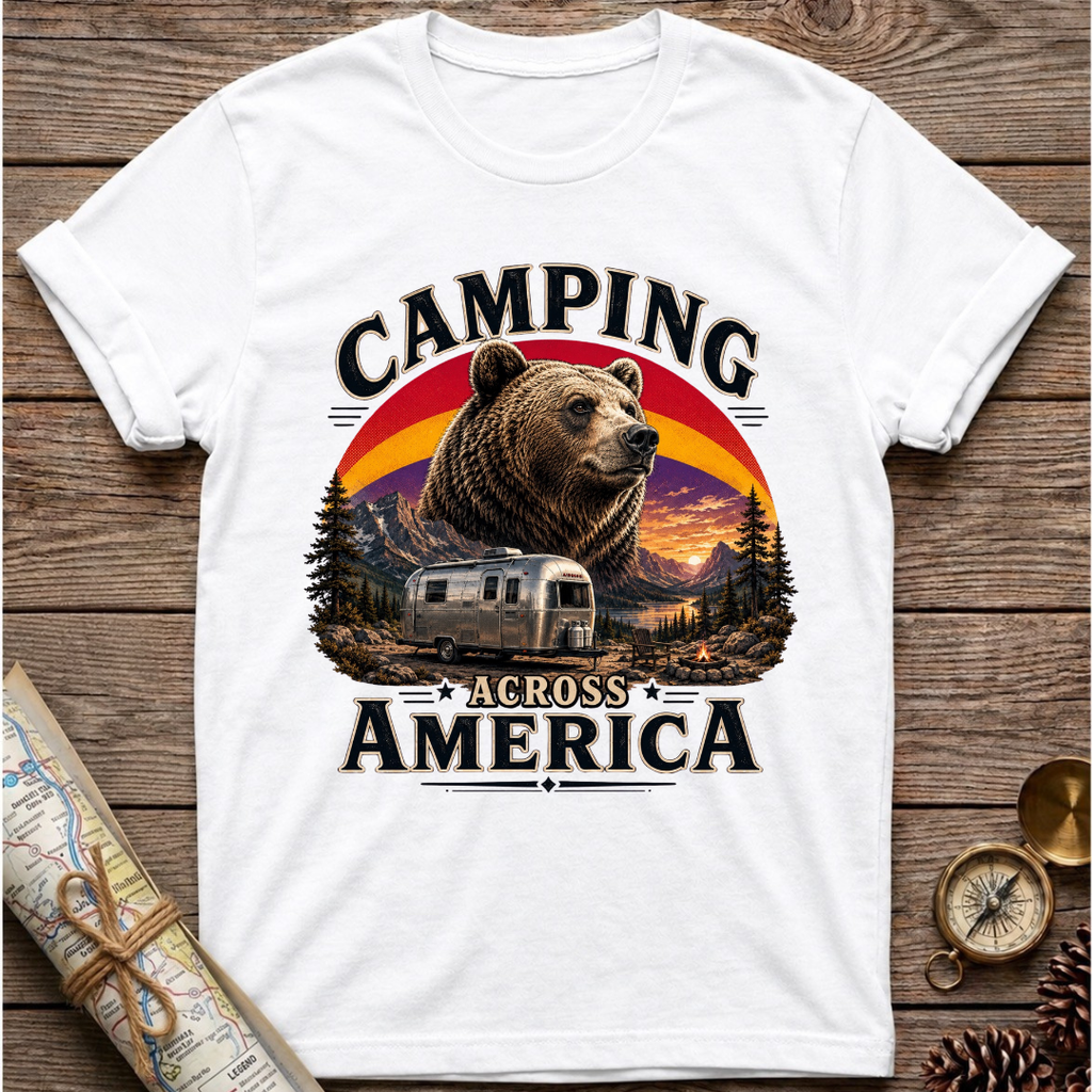Camping Across America With A Bear T-Shirt